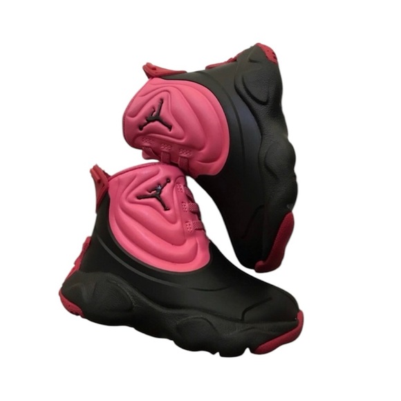 Jordan Pink and Black High-Top Sneakers with Velcro Closure - Picture 3 of 4